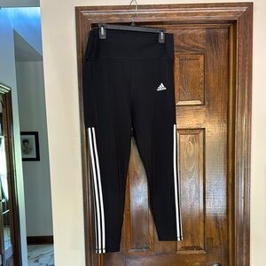 adidas Black and White Leggings with Signature Stripes